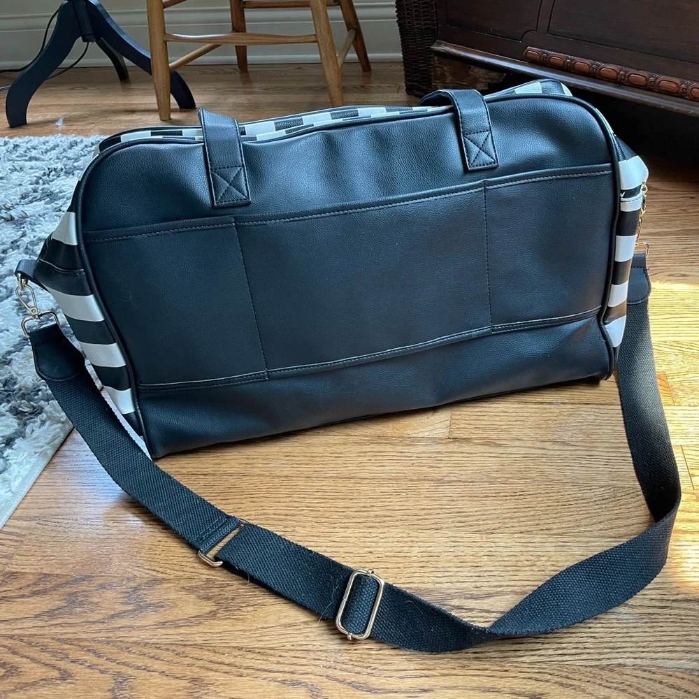 Betsey Johnson Black and White Striped Bag with Rainbow Design - Picture 7 of 13